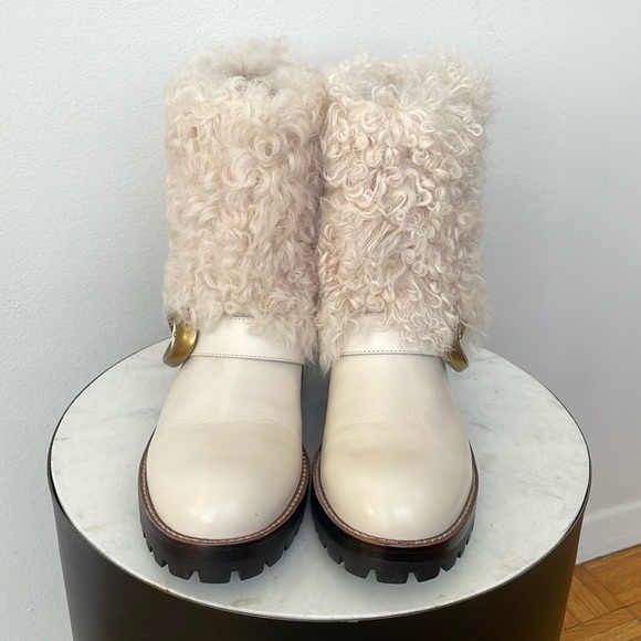 NEW COACH LEIGHTON LEATHER ANKLE BOOTS CHALK, SZ 7B - Picture 4 of 9